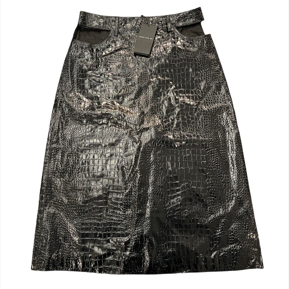 DODO BAR ORCroc- Effect Leather Skirt